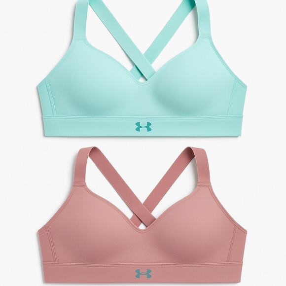 NWT Under Armour Continuum High Support Sports Bras Set S — Pink & Aqua - Picture 1 of 11
